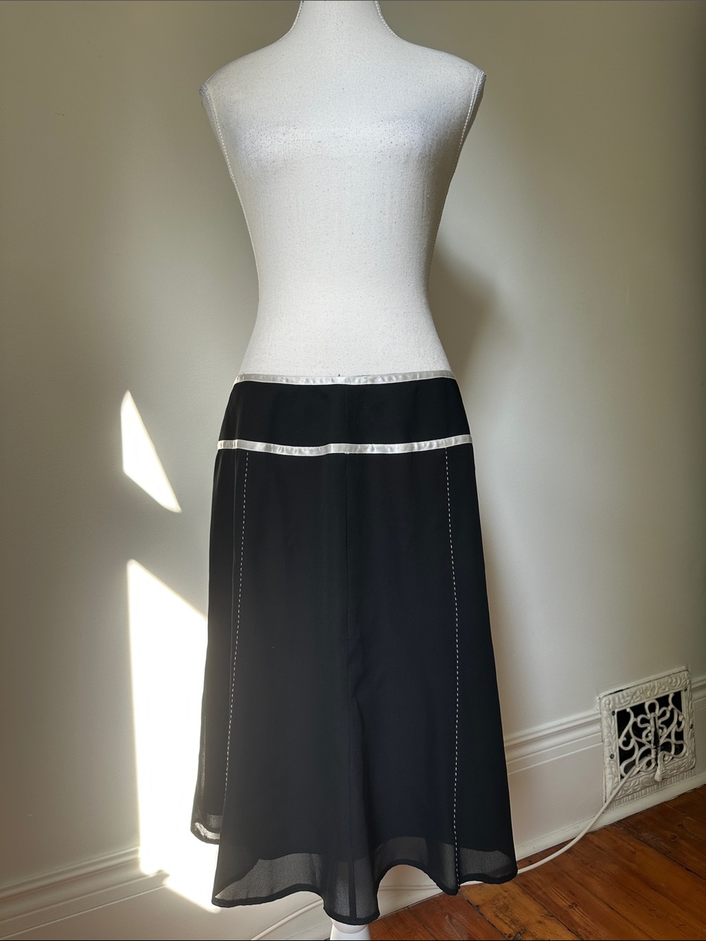NWT JESSICA Deadstock Y2K Black Preppy Bow Goth Coquette Midi Skirt Sz 12